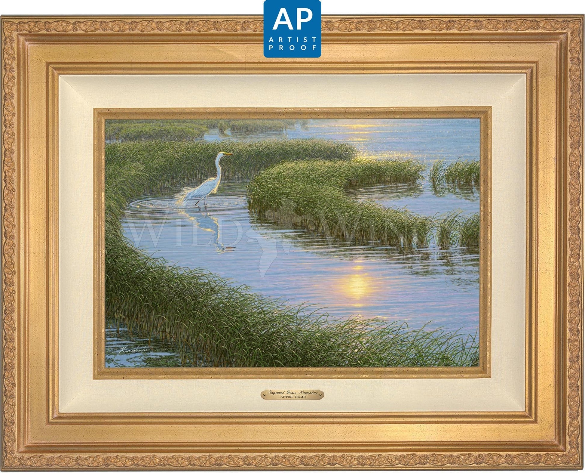 Evening Solitude—White Egret; Artist Proof Edition (AP) Master Artisan Canvas - Wild Wings