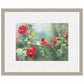 Cardinal and Hollyhocks