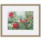 Cardinal and Hollyhocks