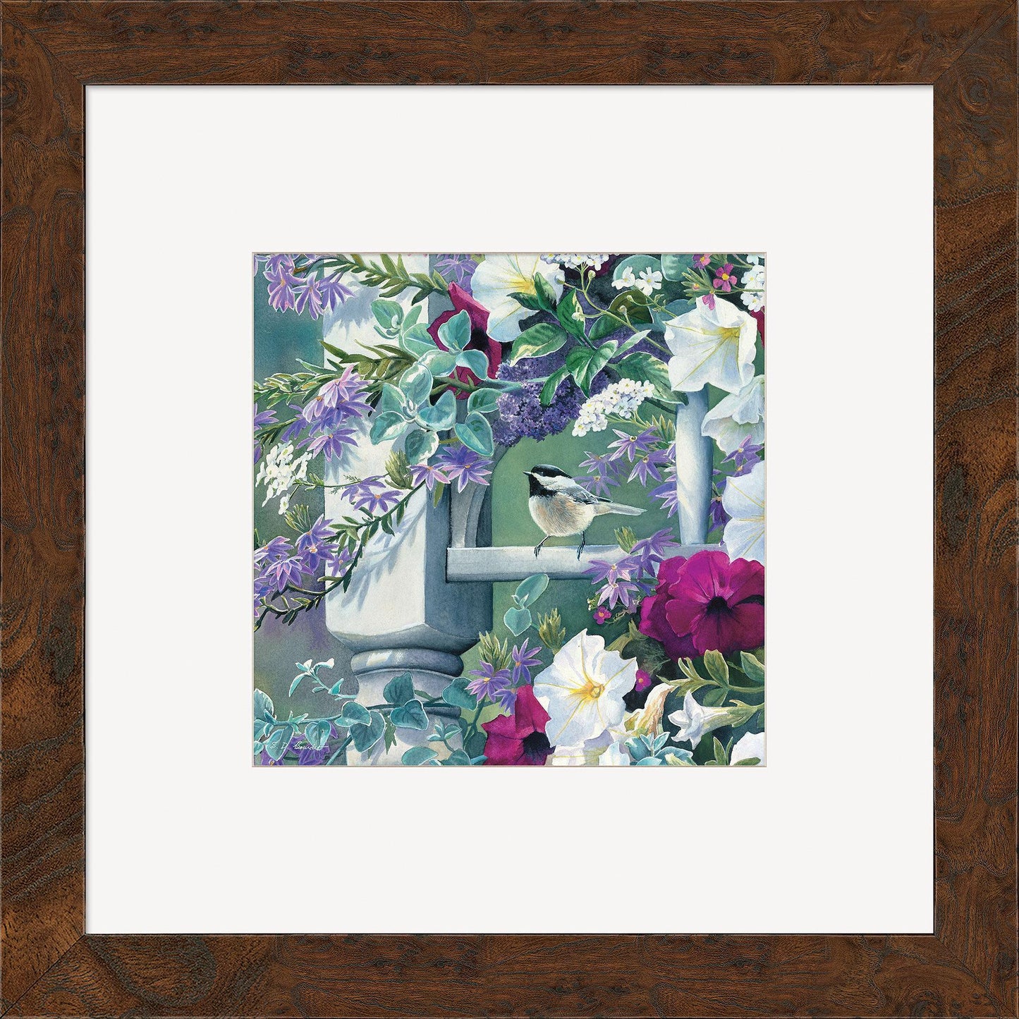 Vintage Garden—Chickadees Contempo Square - Wild Wings