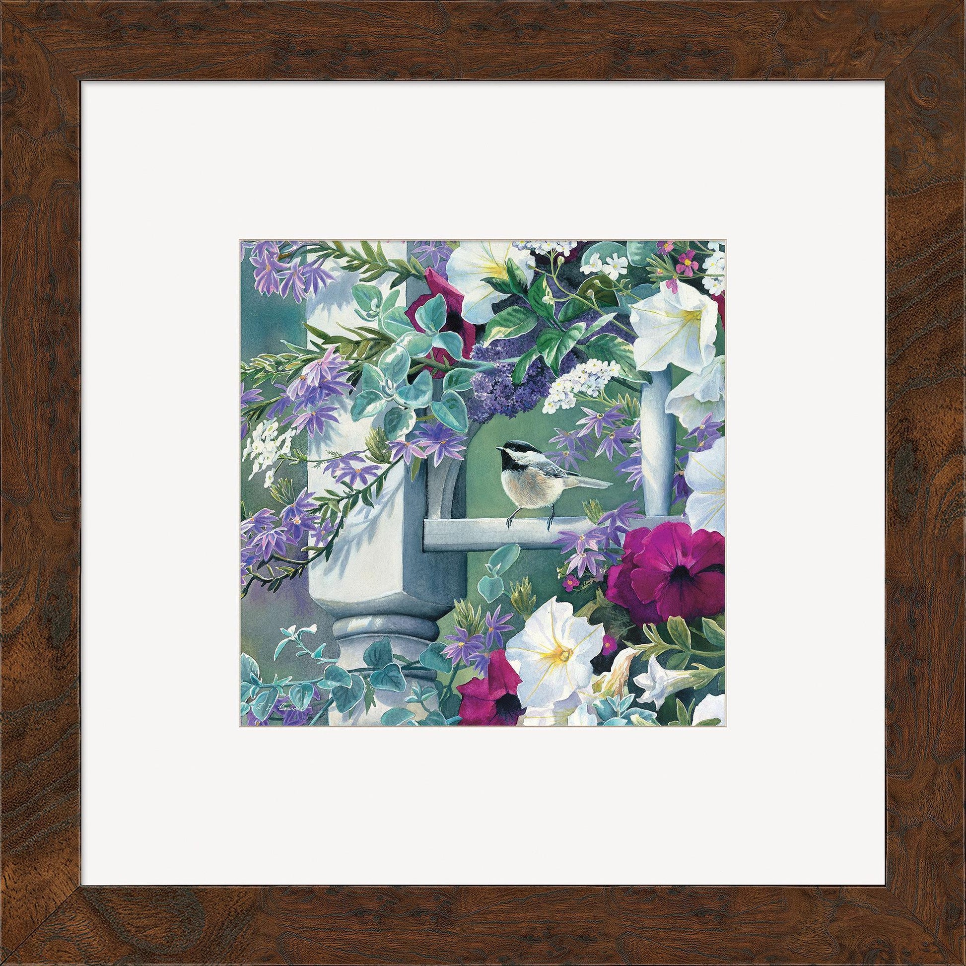 Vintage Garden—Chickadees Contempo Square - Wild Wings
