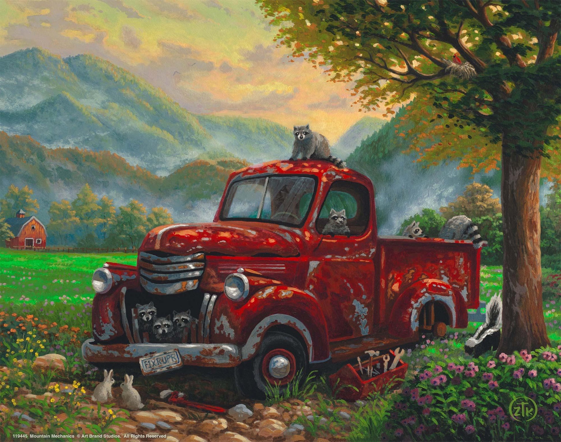 Mountain Mechanics—Raccoons Art Print - Wild Wings