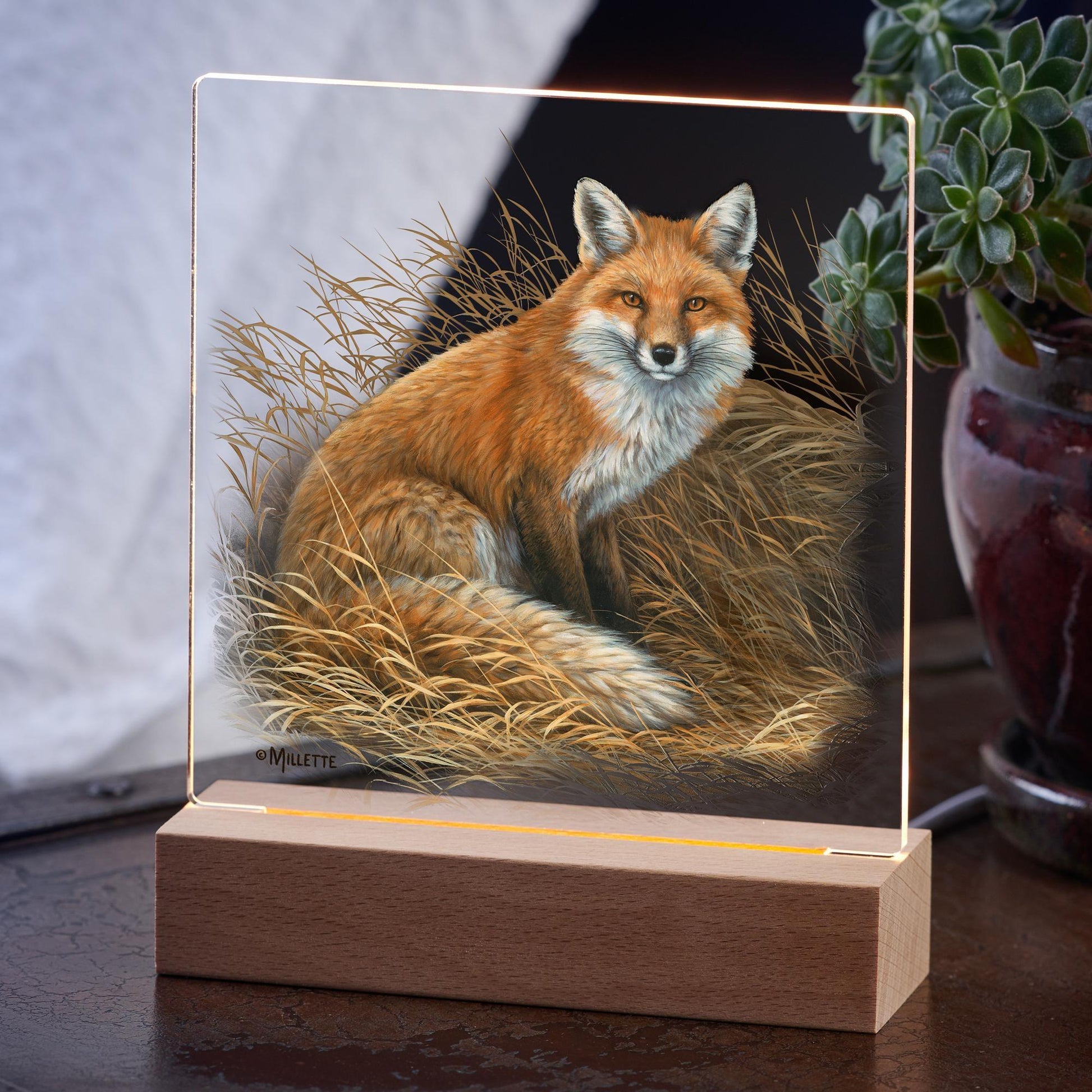 Rustic Retreat—Fox Acrylic Night Light - Wild Wings