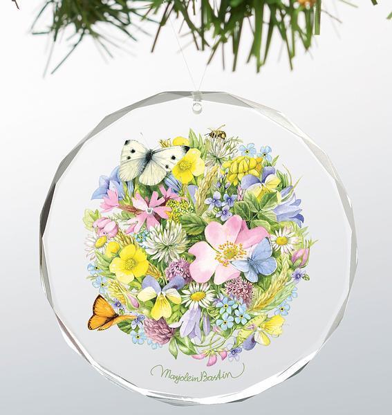 Springtime Posy Round Glass Ornament - Wild Wings