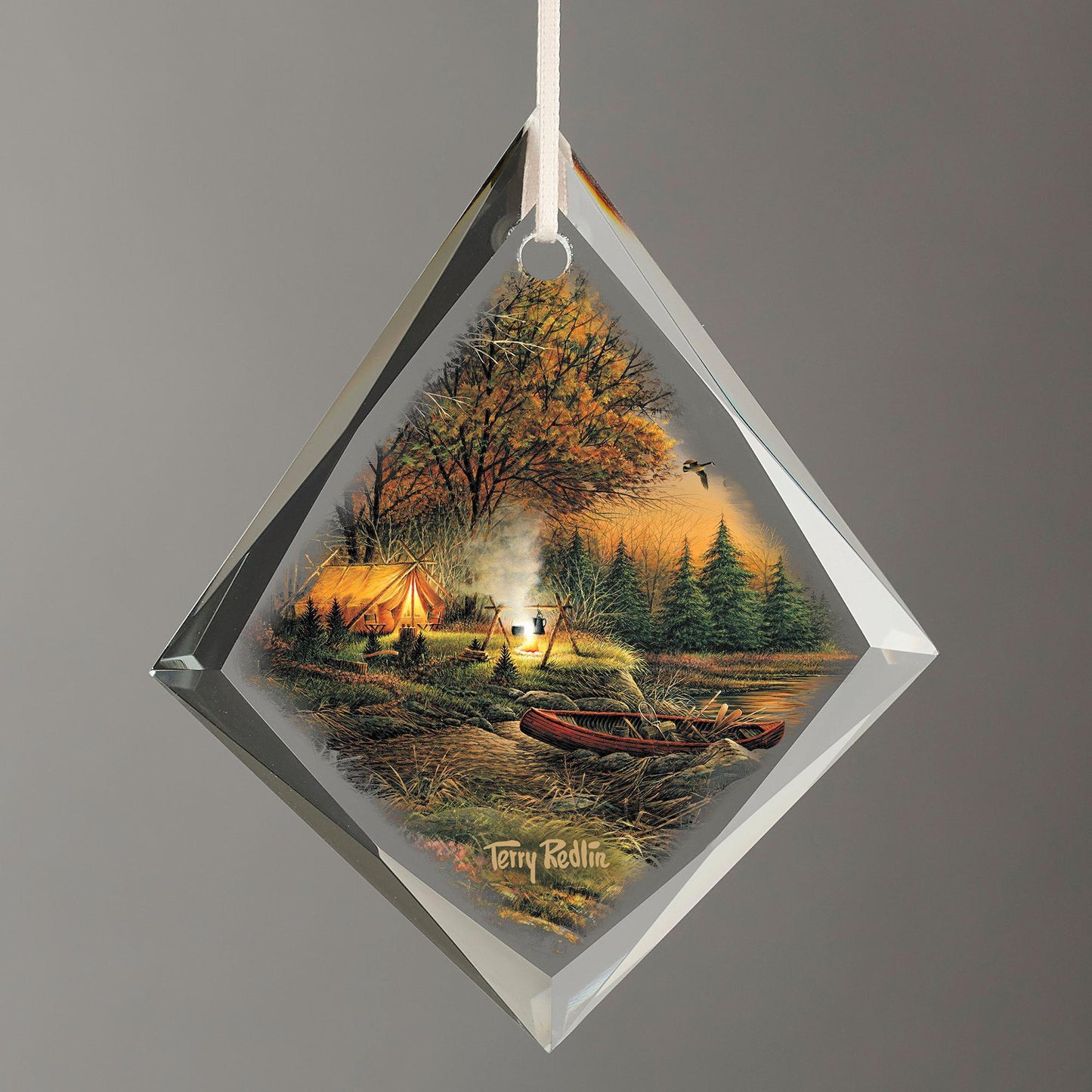 Evening Solitude - Campsite Tear Drop Glass Ornament - Wild Wings